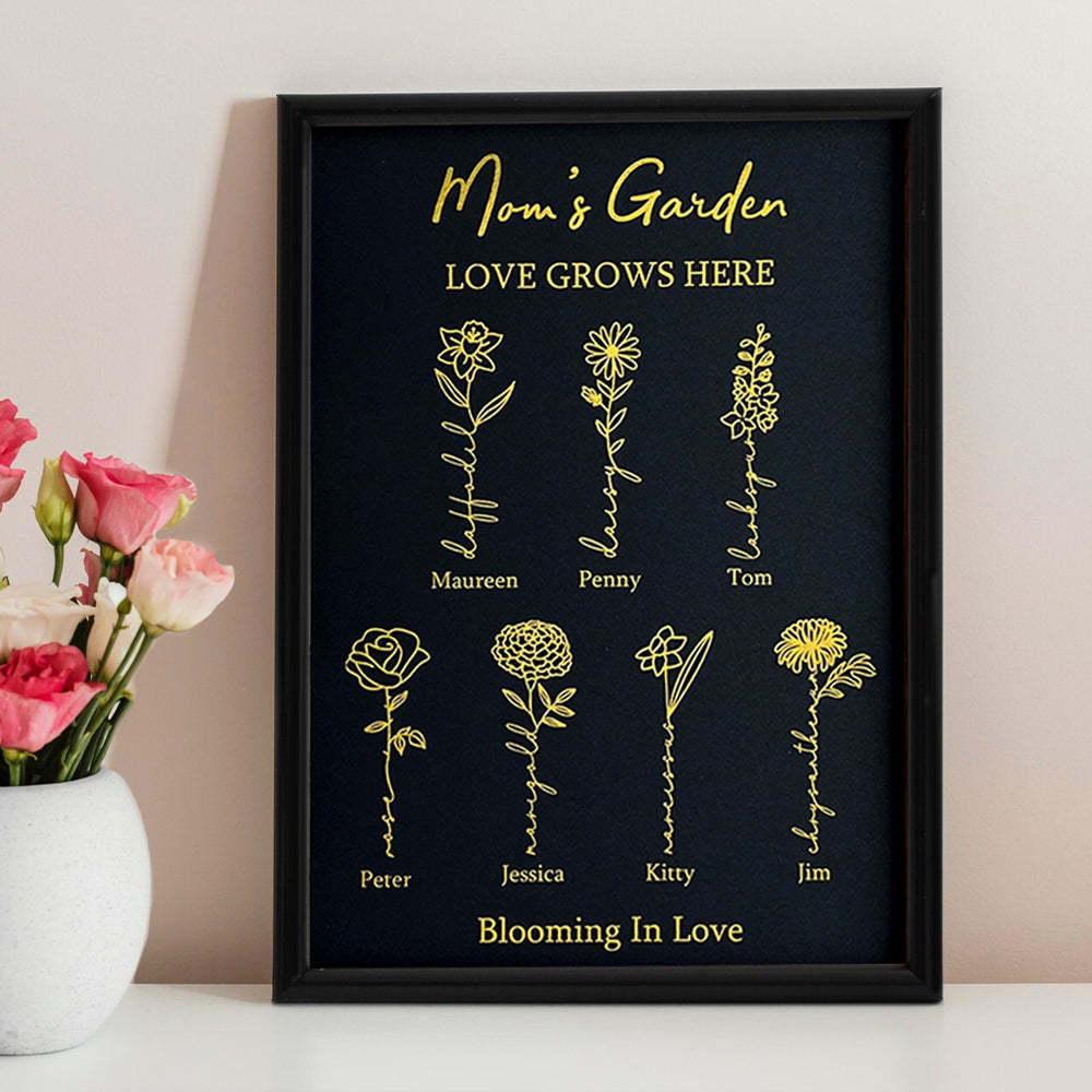 Hot Sale⭐️Custom Golden Foil Birth Flower Frame