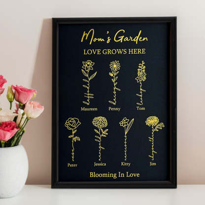 Hot Sale⭐️Custom Golden Foil Birth Flower Frame