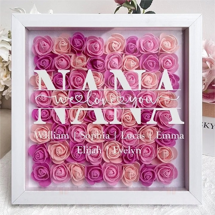 Mum We Love You - Personalized Flower Shadow Box