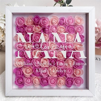 Mum We Love You - Personalized Flower Shadow Box