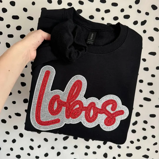 Custom Double Stack Glitter Embroidered Team Sweatshirt Hoodie T-shirt, Sports Mom Tshirt