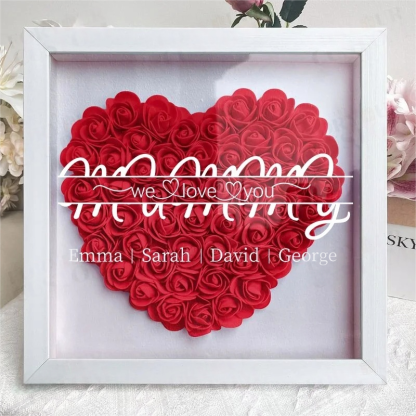 Mummy We Love You - Personalized Flower Shadow Box With Kid's Name
