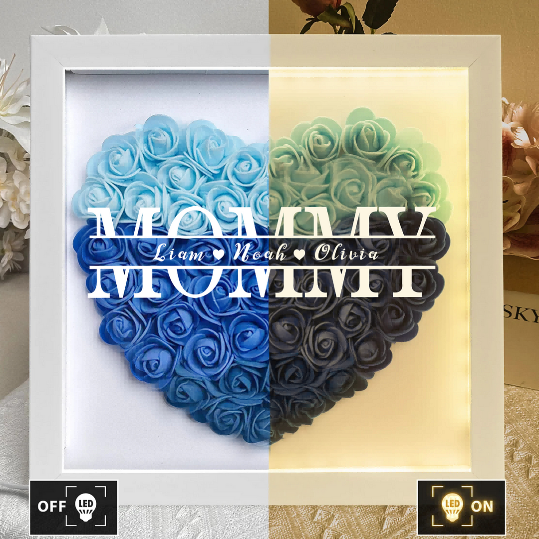 Personalized Flower Shadow Box with LED Light