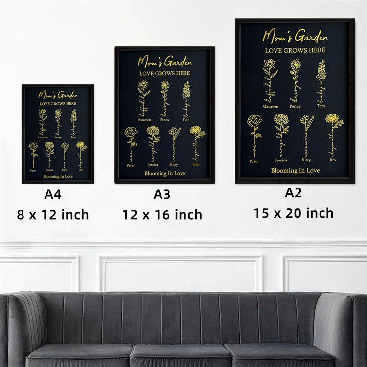 Hot Sale⭐️Custom Golden Foil Birth Flower Frame