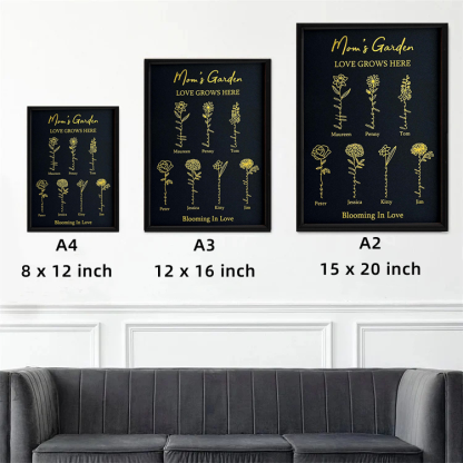 Hot Sale⭐️Custom Golden Foil Birth Flower Frame