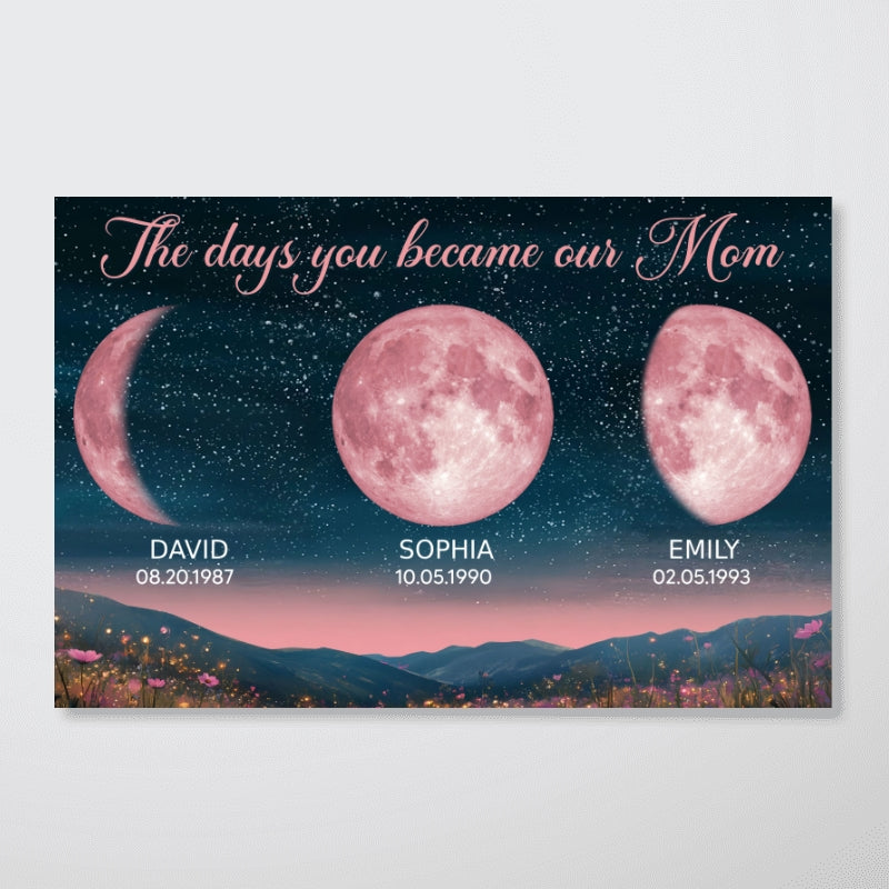 Personalized Birth Moon Frame, Pink Moon Phase | A Heartfelt Gift for Mom’s Birthday, Mother’s Day, or Just Because-Creatgifts