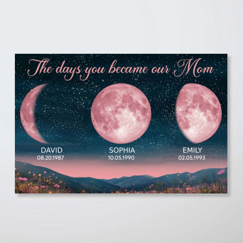 Personalized Birth Moon Frame, Pink Moon Phase | A Heartfelt Gift for Mom’s Birthday, Mother’s Day, or Just Because-Creatgifts