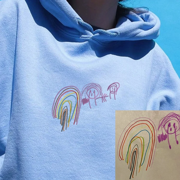 Custom Kids Art Drawing Sweatshirt, Unique Gift for Mom, Dad, or Grandparents