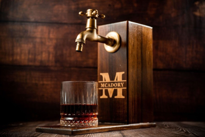 Personalized Wooden Whiskey Dispenser, Engraved Liquor Dispenser, Bar, Home Bar, Pub and Pub Shed, Wine, Vodka, Bourbon, Wood Drink Fountain-Creatgifts