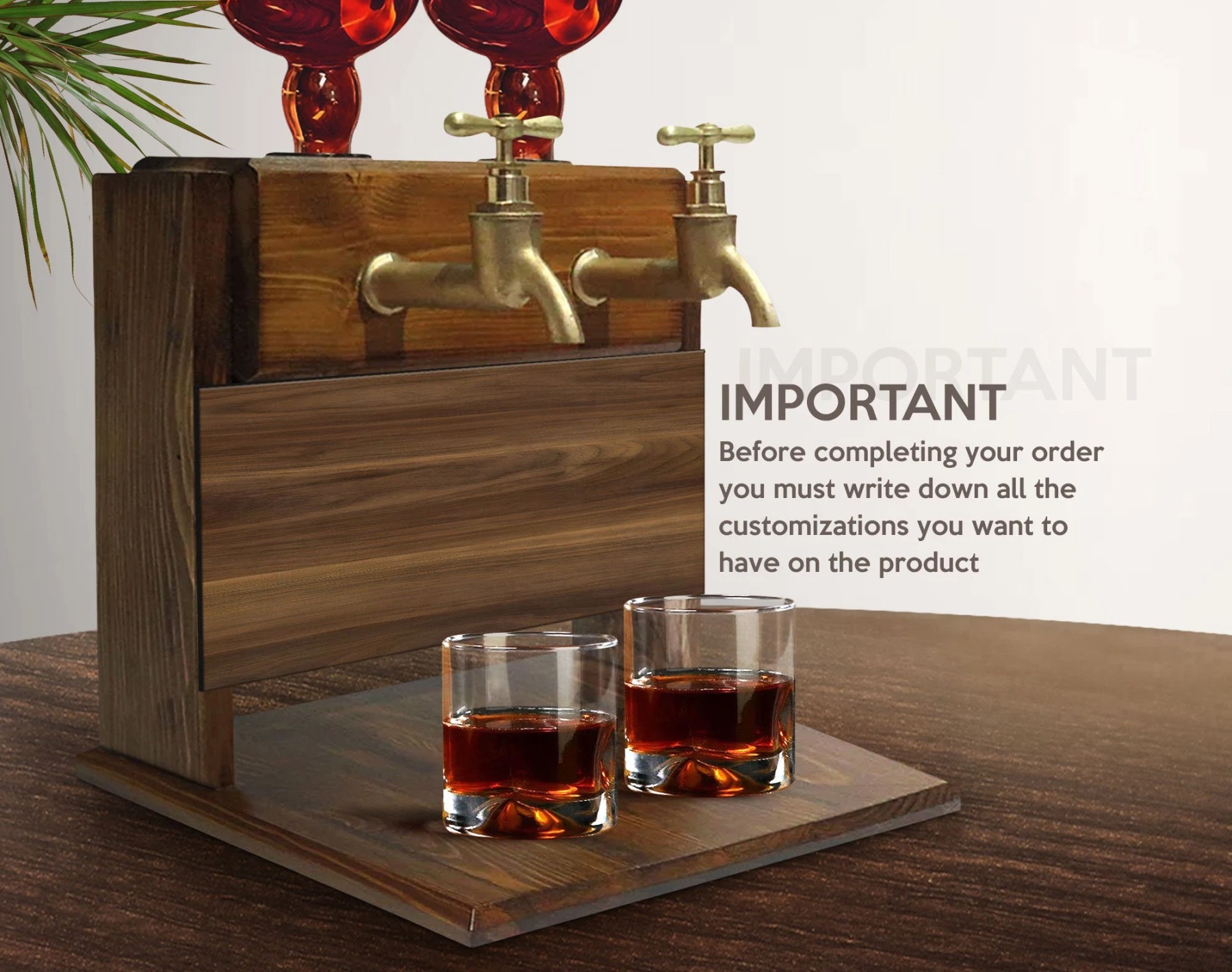Personalized Embossed Family Name Wooden Double Faucet Whiskey Dispenser, Home Bar, Bar Decor, Wine, Vodka, Alcoholic Drink Fountain-Creatgifts