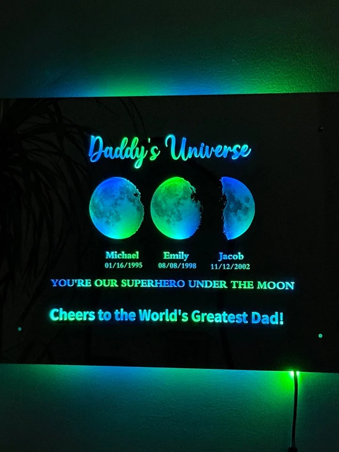 50% OFF🌈Custom Led Mirror Light Frame with text and date🌖dad's universe🌔