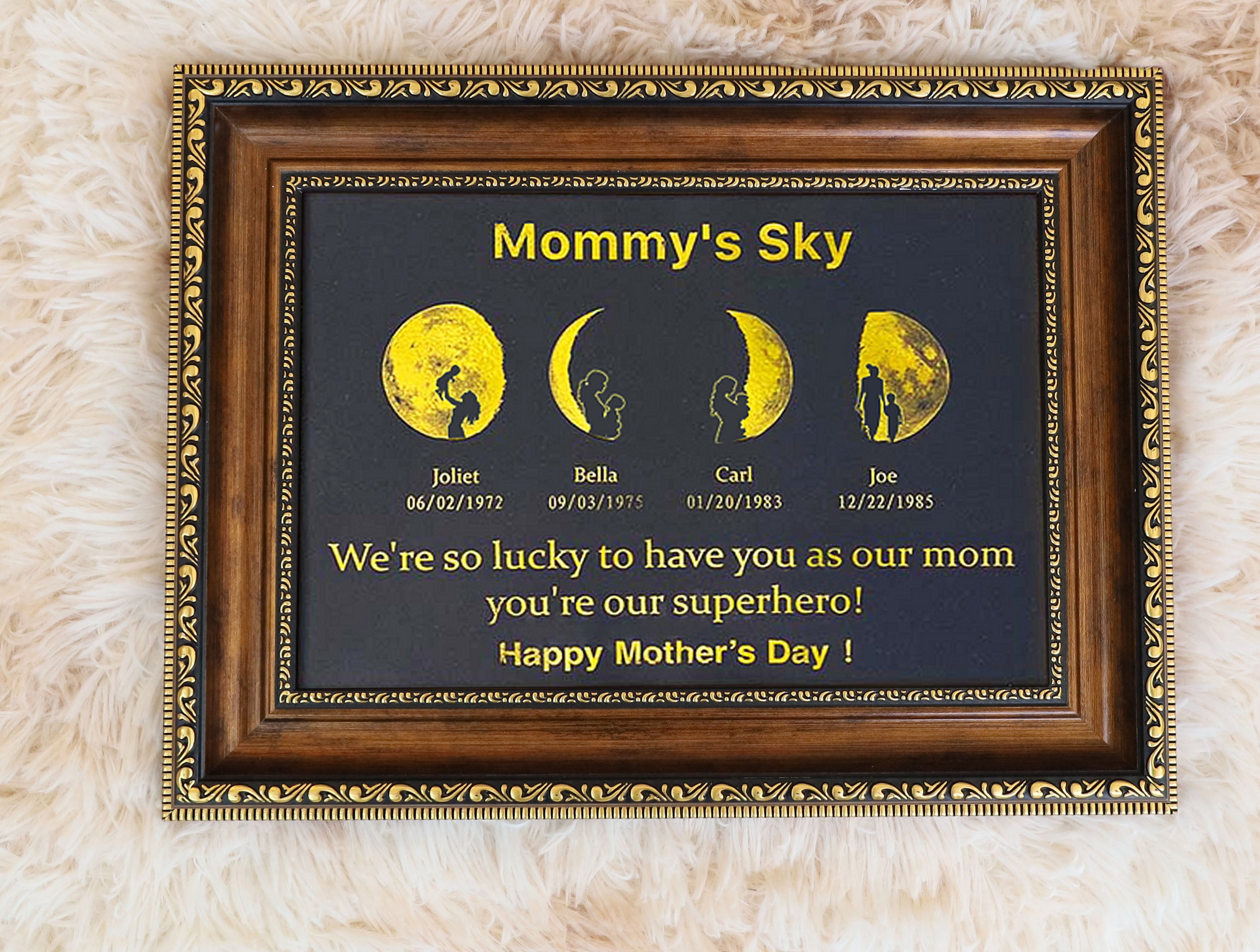 Custom Moon Phase Art Frame Customized Moon Phase with People Silhouette Frame