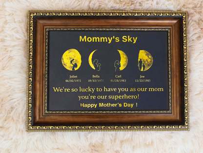 Custom Moon Phase Art Frame Customized Moon Phase with People Silhouette Frame