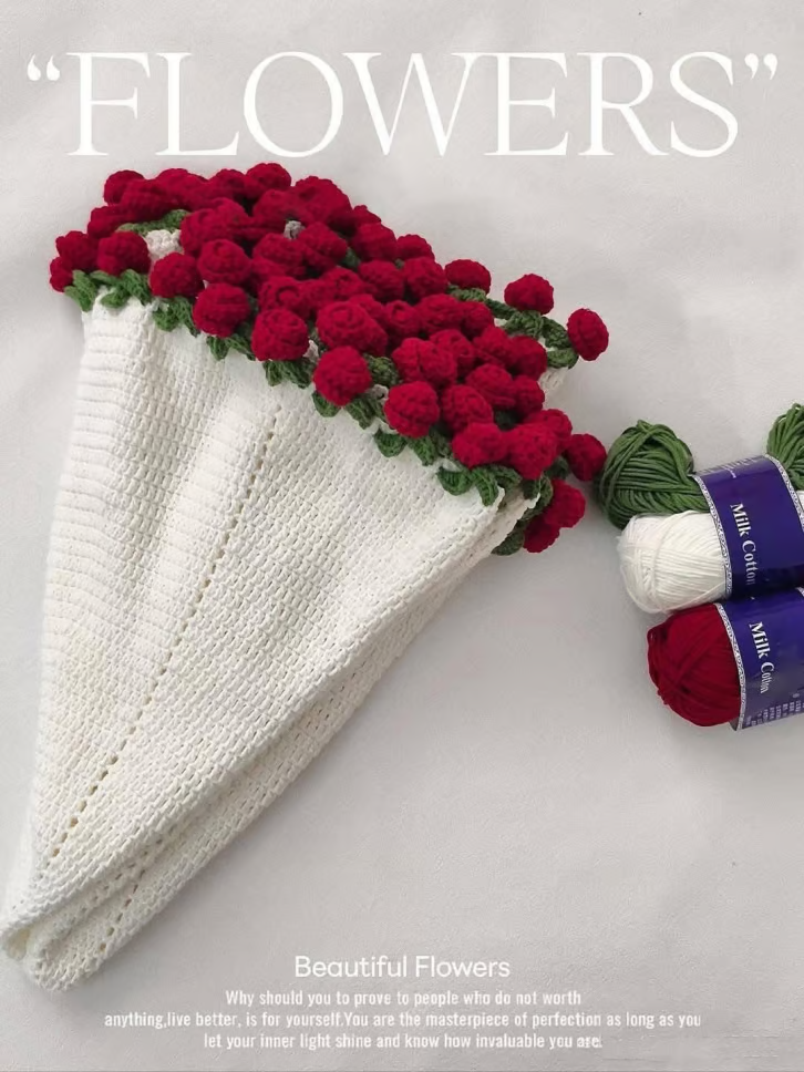 Handmade Rose Woven Blanket DIY Set for Mother's Day and Valentine's Day Gift