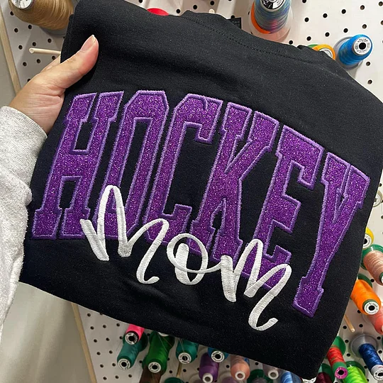 Personalized Glitter Embroidered Sports Mom Sweatshirt