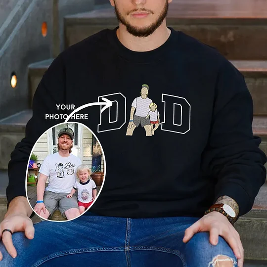 Custom Photo Embroidered Sweatshirt for DAD