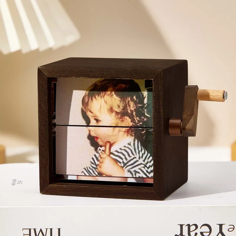 Custom Photo Flipbook Frame Animation Machine Mechanical Hand-cranked Flipbook Box Photo Album Baby Photo Cube Frame Baby's Firsts-Creatgifts