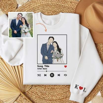 Custom Embroidered Song Album Cover Sweatshirt, Custom Embroidered Portrait from Photo Sweatshirt, Couple Portrait-Creatgifts