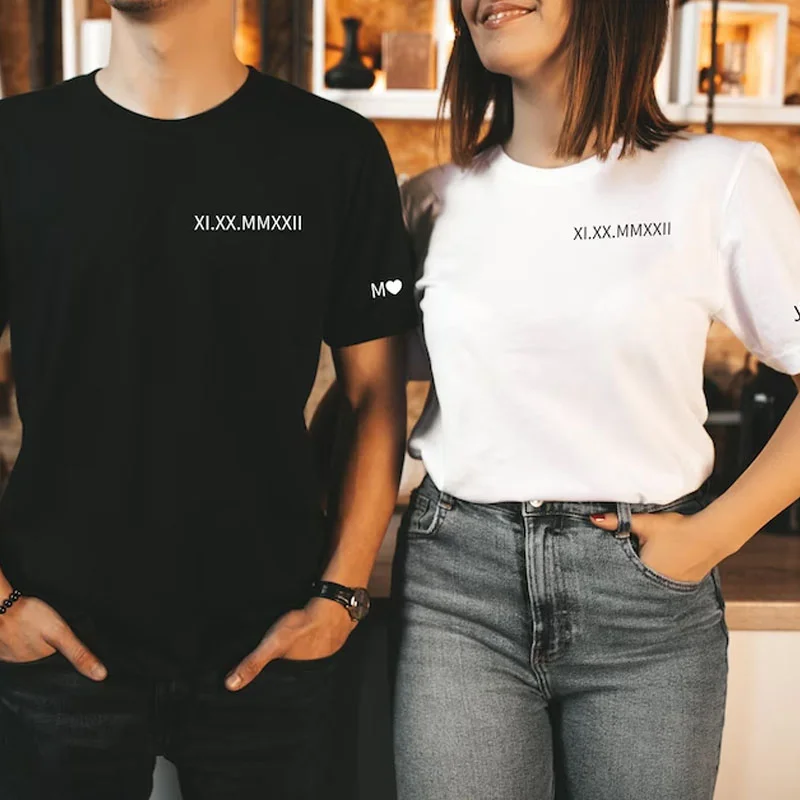 Custom Embroidered Roman Numeral Date Couple's Crewneck - Buy 2 Get Free Shipping