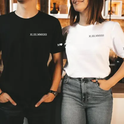 Custom Embroidered Roman Numeral Date Couple's Crewneck - Buy 2 Get Free Shipping