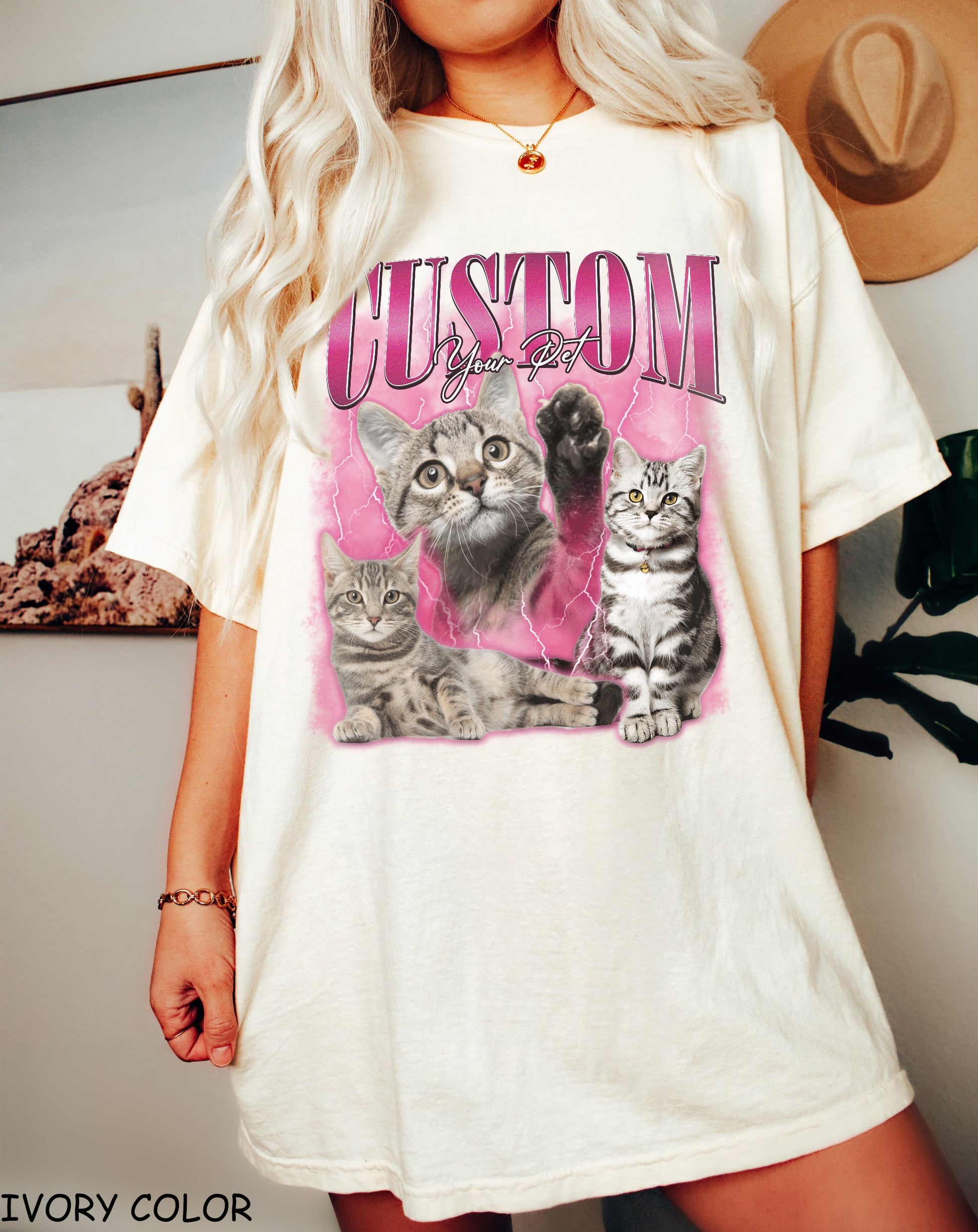 Custom Your Pet Photo T-Shirt, Comfort Color Personalized Vintage Style Shirts