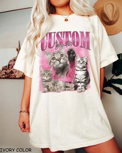 Custom Your Pet Photo T-Shirt, Comfort Color Personalized Vintage Style Shirts
