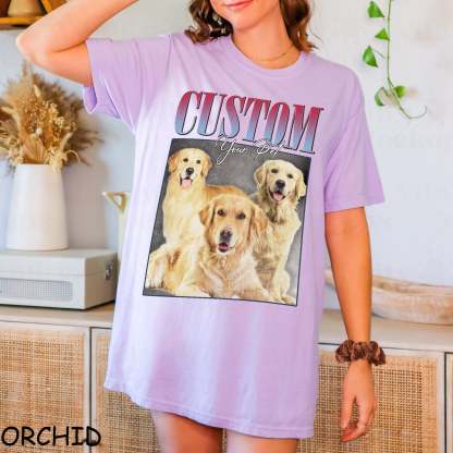 Custom Your Pet Photo T-Shirt, Comfort Color Personalized Vintage Style T-Shirts
