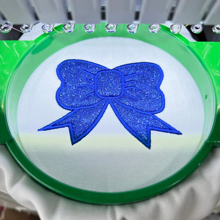 Embroidered Glitter Cheer Mom Sweatshirt With Kids Names On The Sleeve