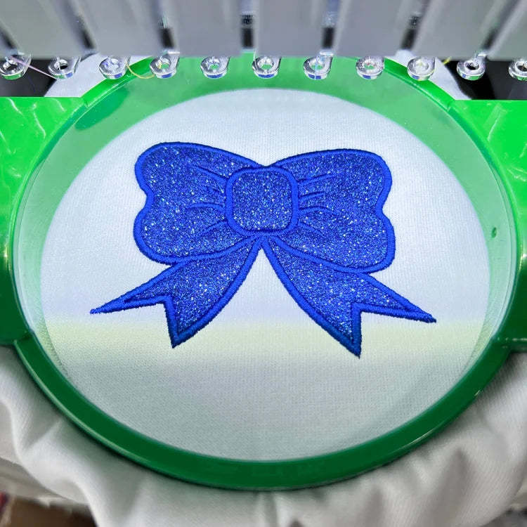 Embroidered Glitter Cheer Mom Sweatshirt With Kids Names On The Sleeve