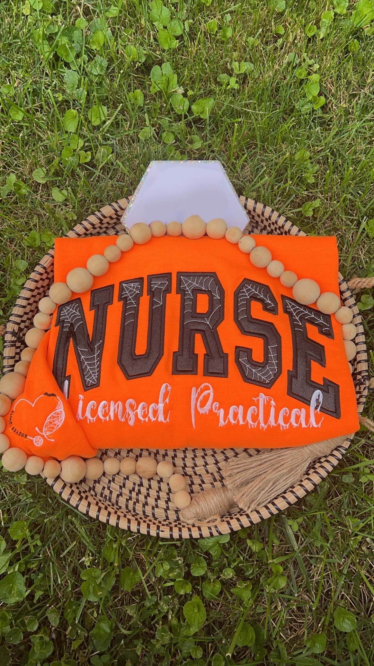 Custom Glitter Halloween Embroidered Nurse Crewneck