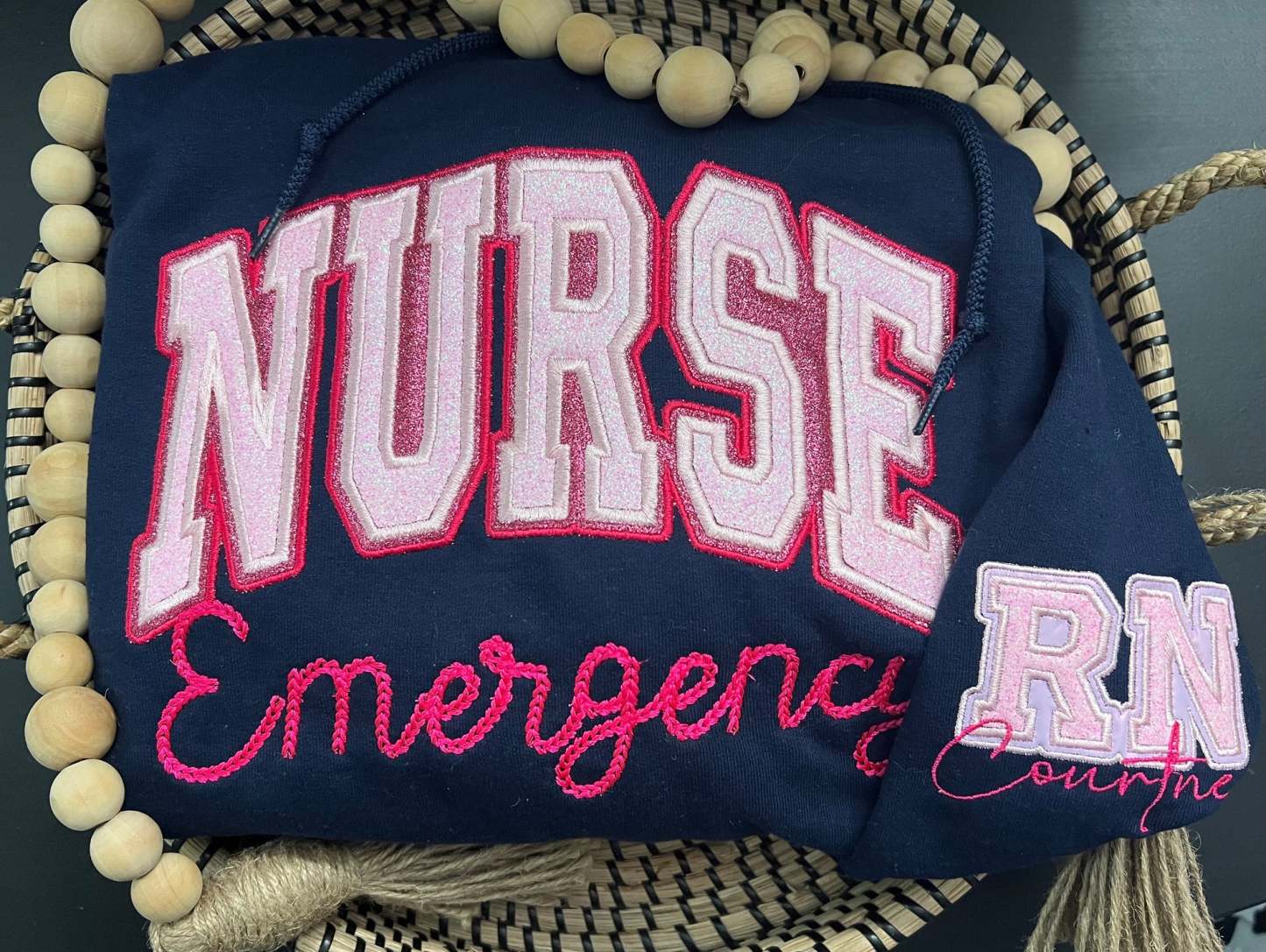 Custom Glitter Chain Link Embroidered Crewneck