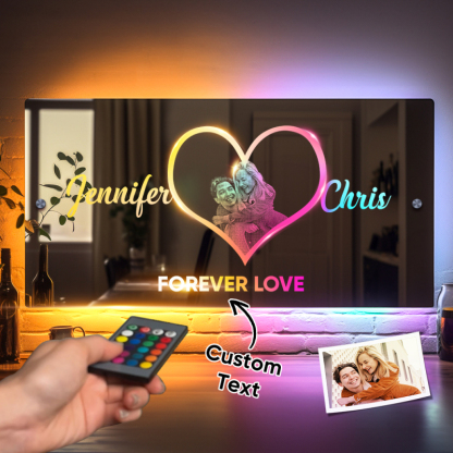 Personalized Heart Photo Name Mirror Light Heart