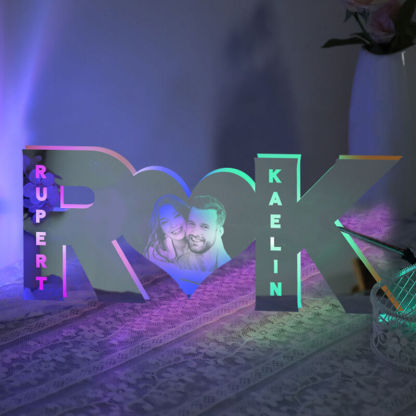 Customized Couple Initials And Photo Led Mirror Light