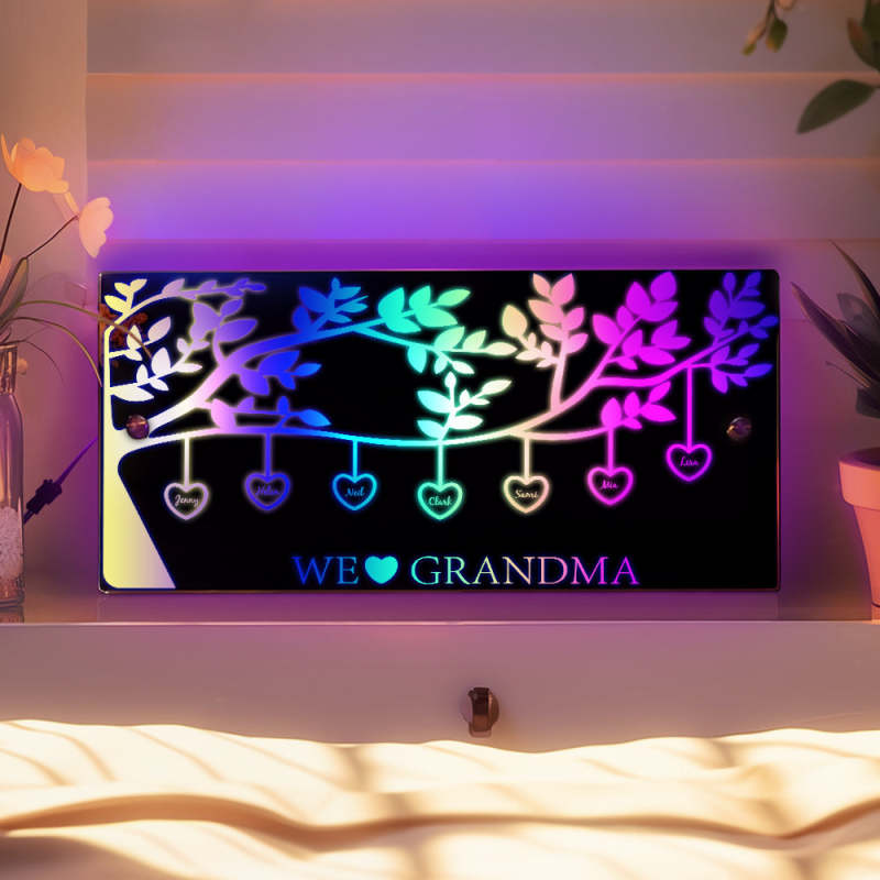 Personalized Name Custom Family Tree Led Mirror Light