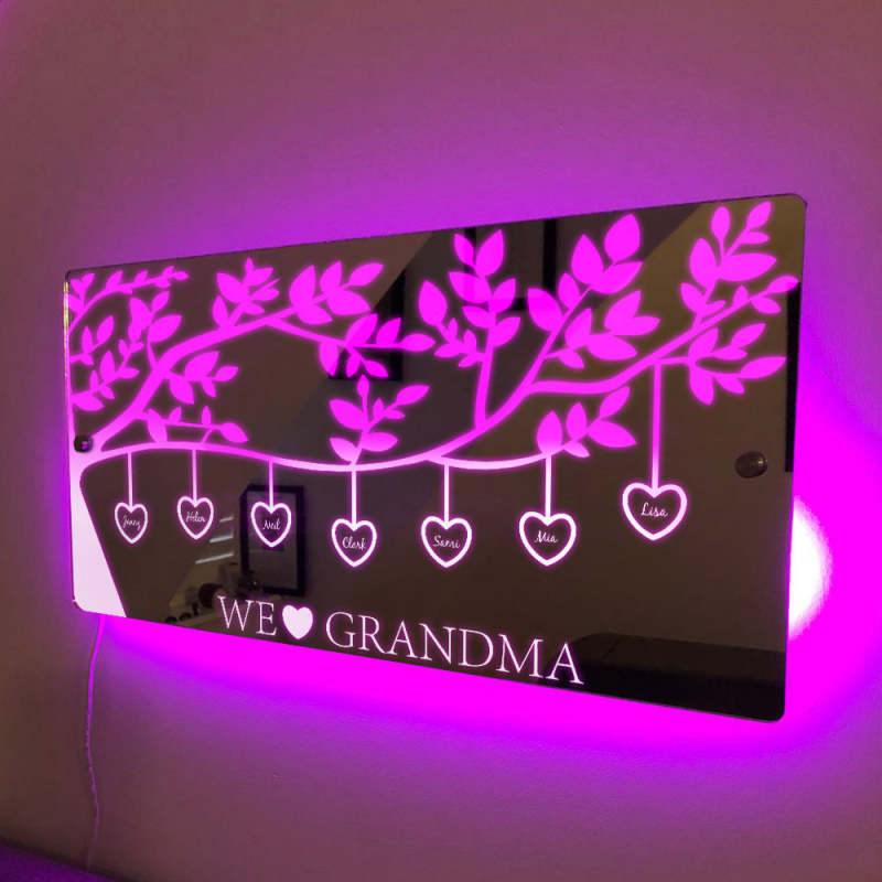 Personalized Name Custom Family Tree Led Mirror Light