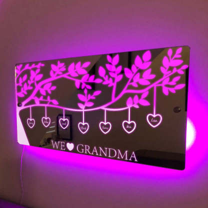 Personalized Name Custom Family Tree Led Mirror Light