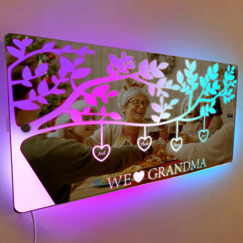 Personalized Name Custom Family Tree Led Mirror Light