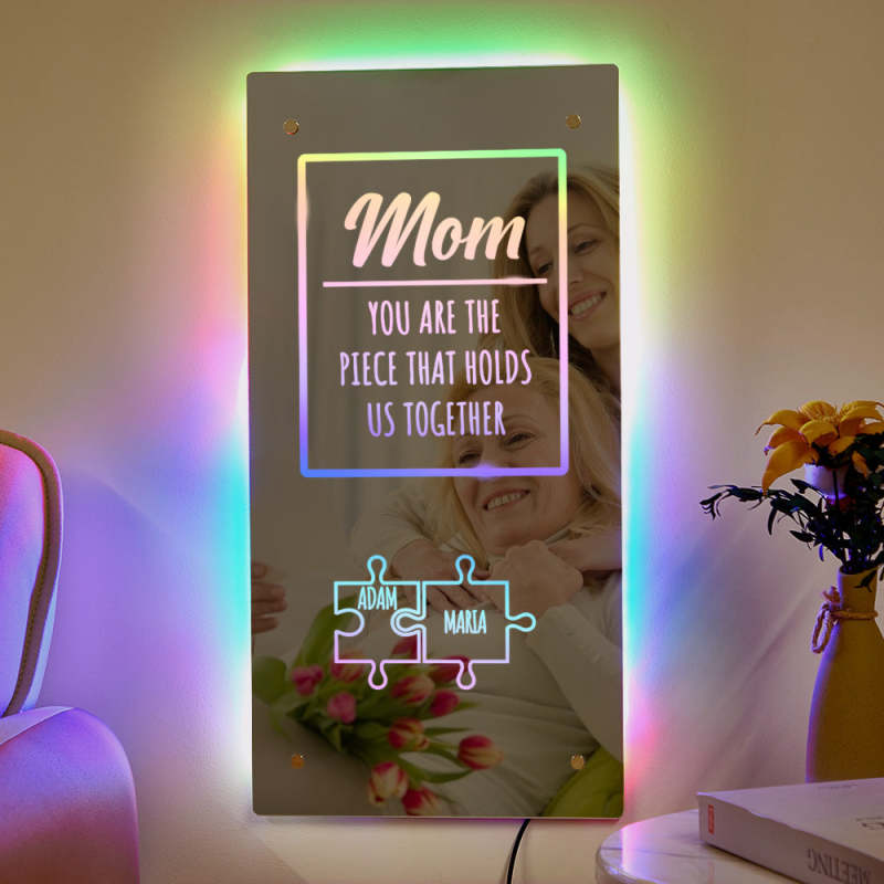 Personalized Name Mirror Light Mom Puzzle Family Gift