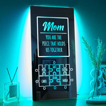 Personalized Name Mirror Light Mom Puzzle Family Gift