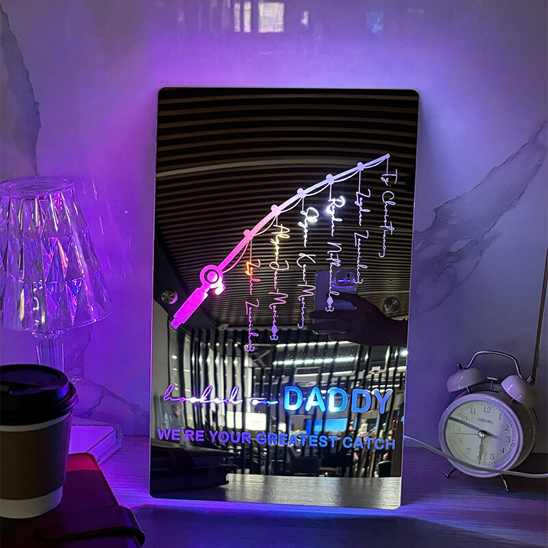 Personalized Mirror Lamp With Fish Hook Customized Child's Name Christmas Gift