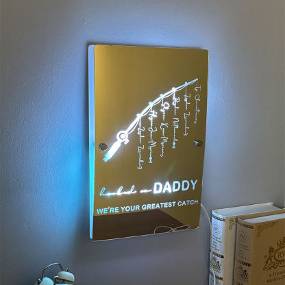 Personalized Mirror Lamp With Fish Hook Customized Child's Name Christmas Gift