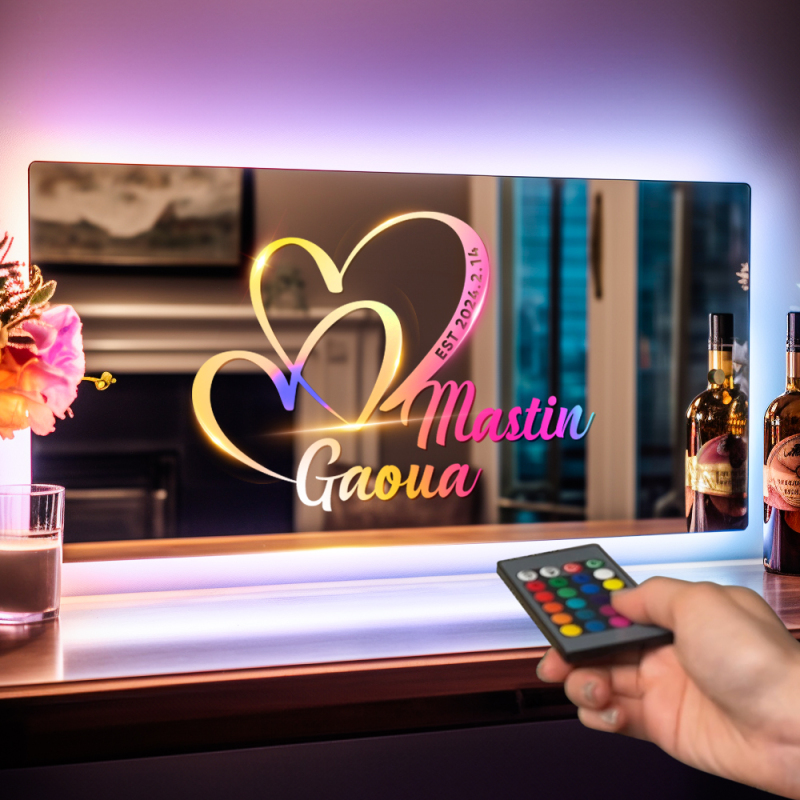 Personalized Name Mirror Sign Custom Text Led Multi Color Light Up