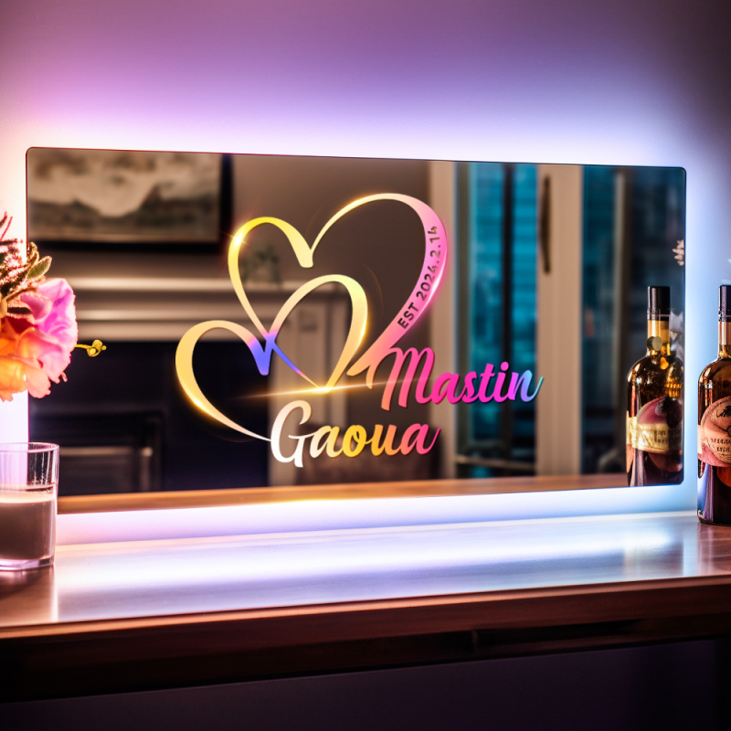 Personalized Name Mirror Sign Custom Text Led Multi Color Light Up