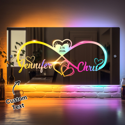 Personalized Engraved Infinity Heart Mirror Light 