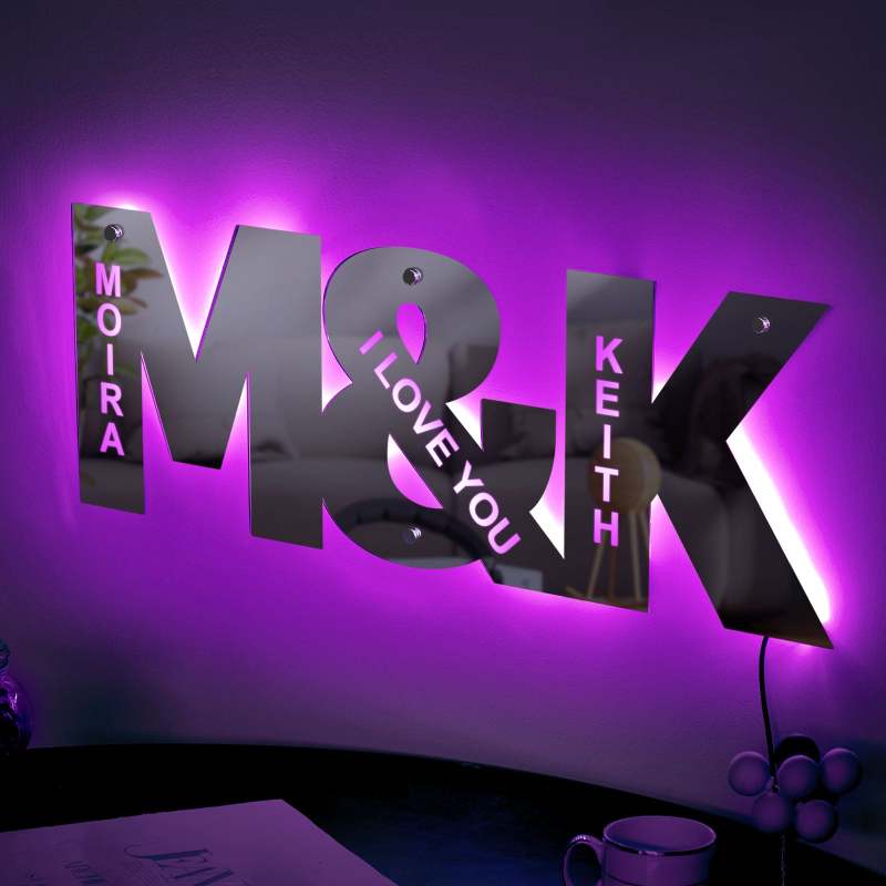 Personalized Couple Letter Mirror Light Best Gift for Couple