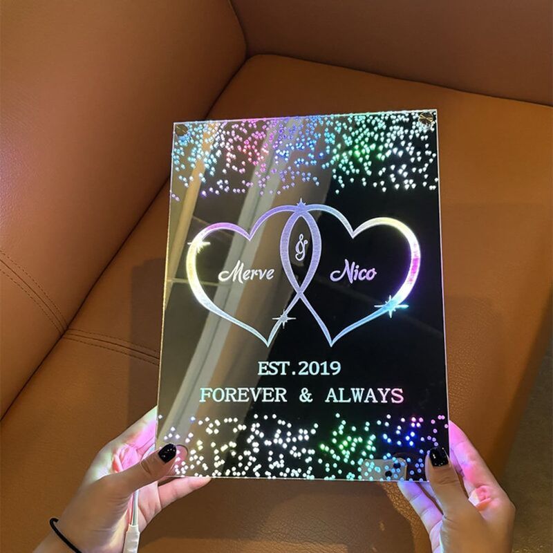 Personalized Mirror Lamp Customized Couple's Name Valentine's Day Gift