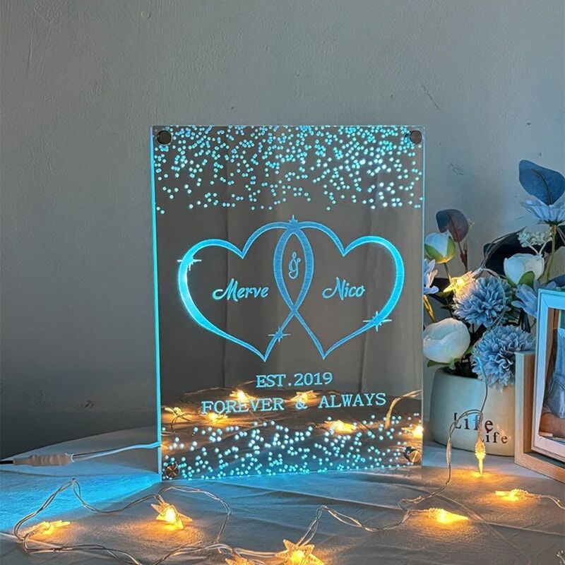 Personalized Mirror Lamp Customized Couple's Name Valentine's Day Gift