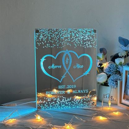 Personalized Mirror Lamp Customized Couple's Name Valentine's Day Gift