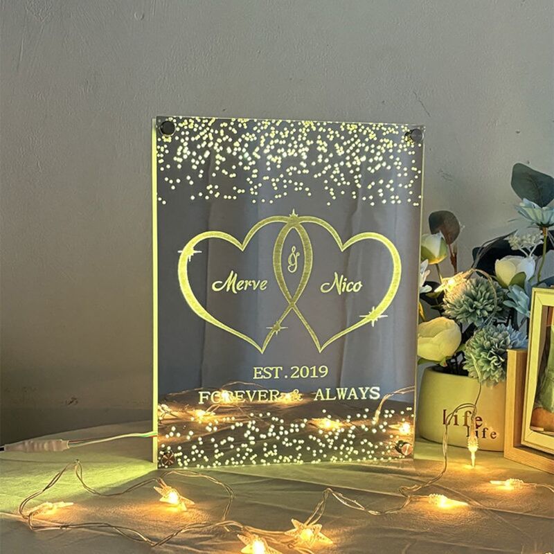 Personalized Mirror Lamp Customized Couple's Name Valentine's Day Gift
