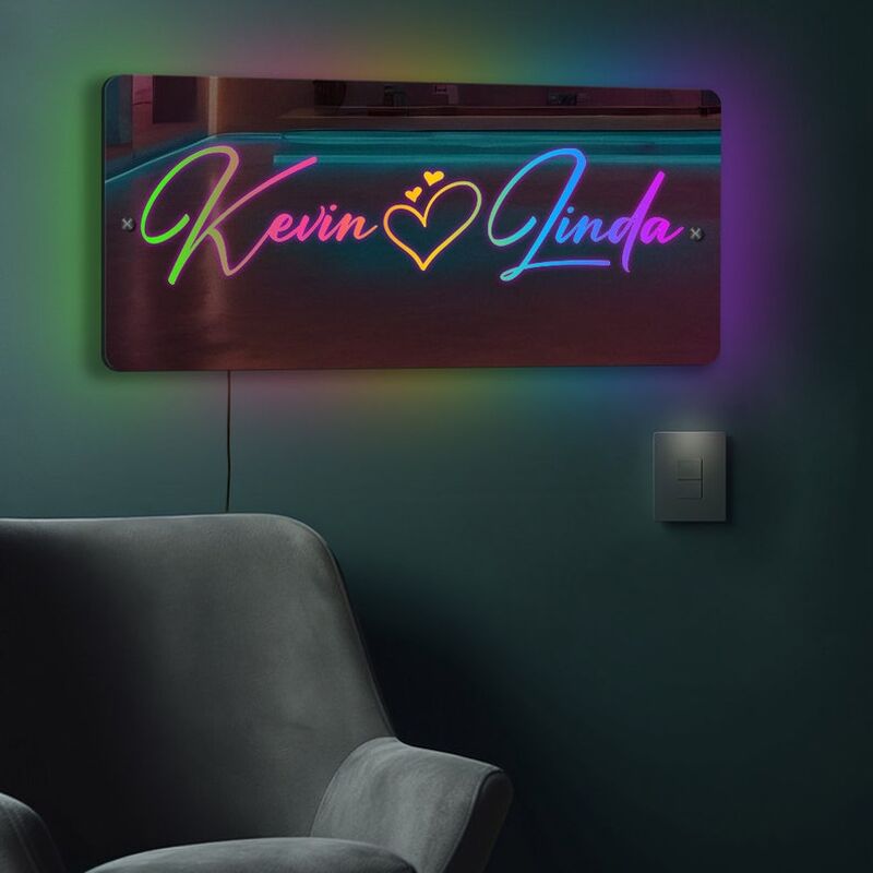 Personalized Mirror Lamp Customized Couple's Name Sweet Valentine's Day Gift